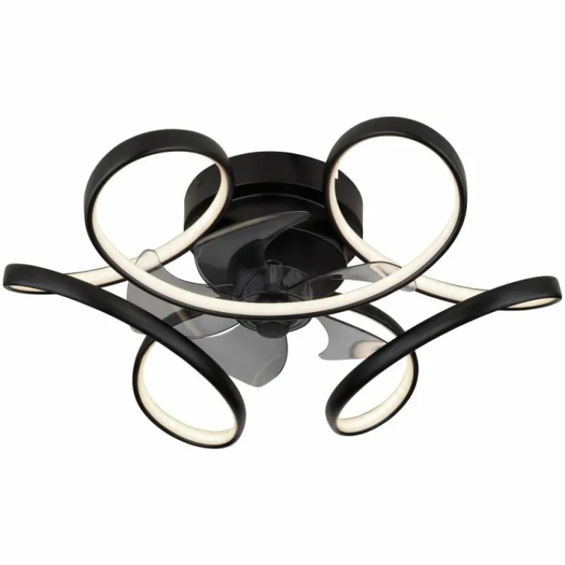 Luminaires Globo Lighting Ventilateur de plafond Globo LORIS LED Noir, 1 lumière, Télécommandes