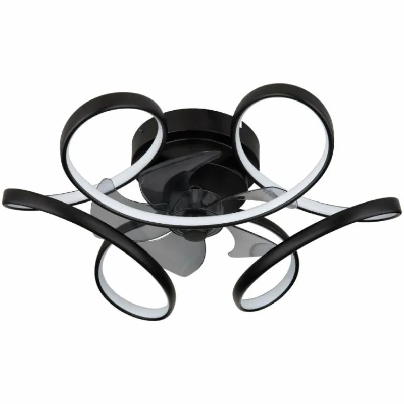 Luminaires Globo Lighting Ventilateur de plafond Globo LORIS LED Noir, 1 lumière, Télécommandes