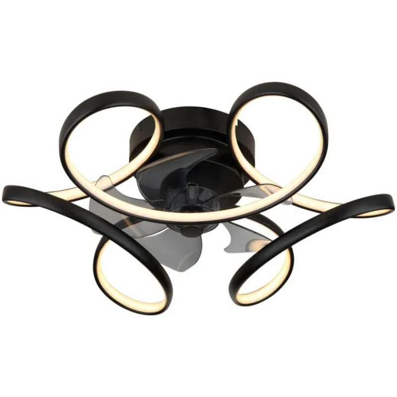 Luminaires Globo Lighting Ventilateur de plafond Globo LORIS LED Noir, 1 lumière, Télécommandes