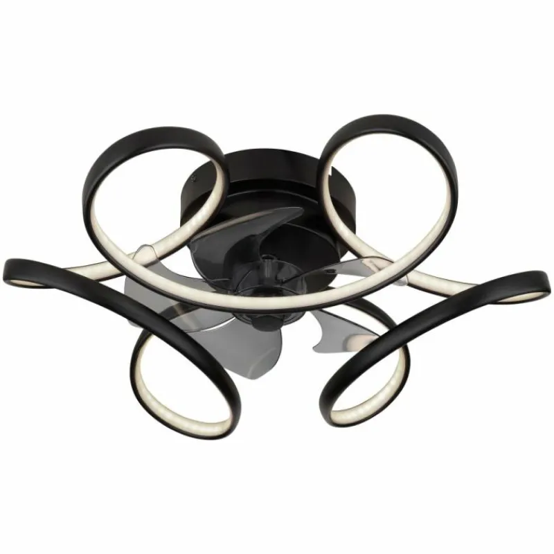 Luminaires Globo Lighting Ventilateur de plafond Globo LORIS LED Noir, 1 lumière, Télécommandes