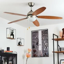 hofstein Ventilateur de plafond Gyllan Nickel mat, 1 lumière