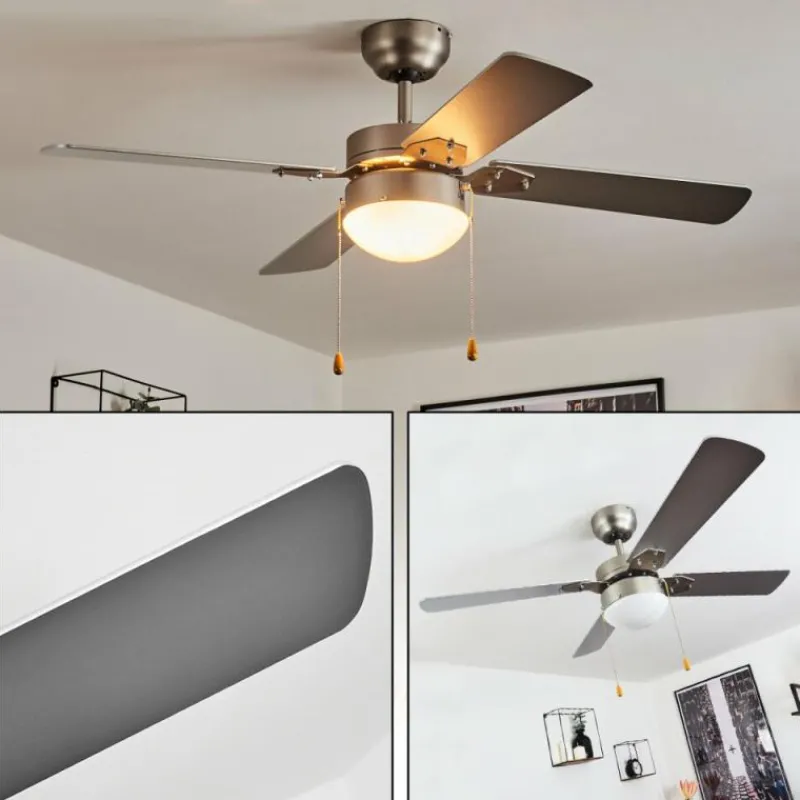 hofstein Ventilateur de plafond Hamnvik Nickel mat, 1 lumière