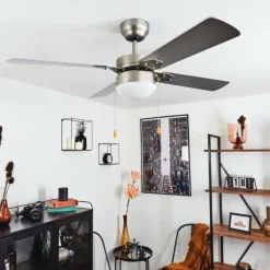 hofstein Ventilateur de plafond Hamnvik Nickel mat, 1 lumière