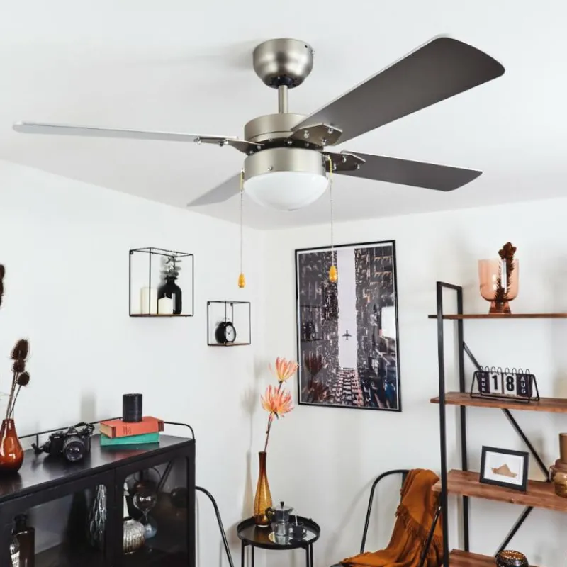 hofstein Ventilateur de plafond Hamnvik Nickel mat, 1 lumière