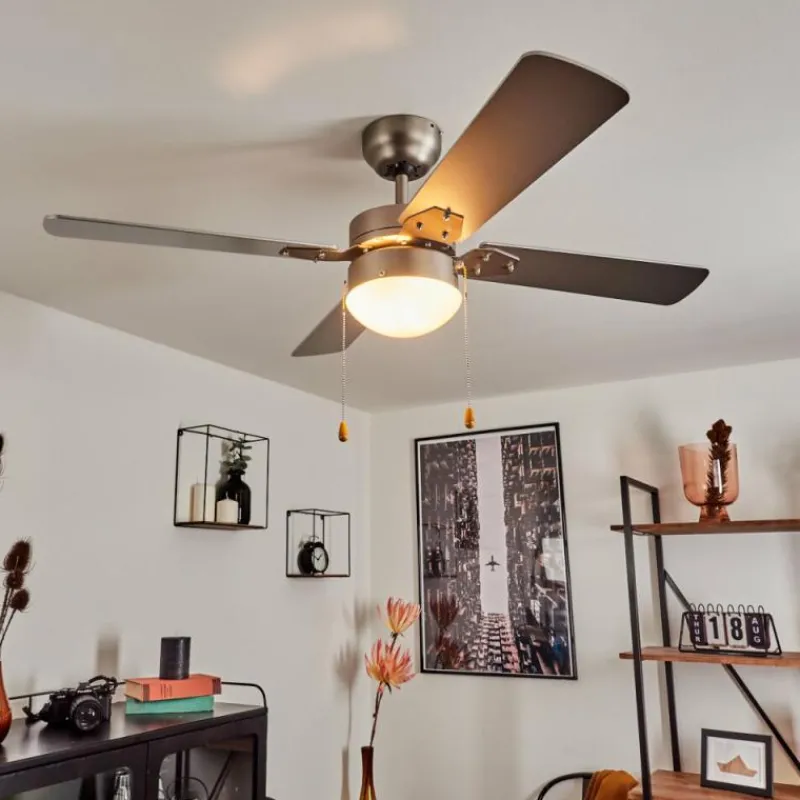 hofstein Ventilateur de plafond Hamnvik Nickel mat, 1 lumière