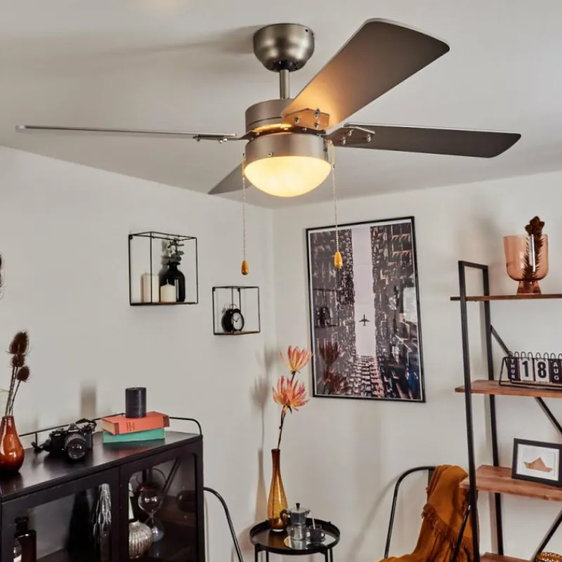 hofstein Ventilateur de plafond Hamnvik Nickel mat, 1 lumière