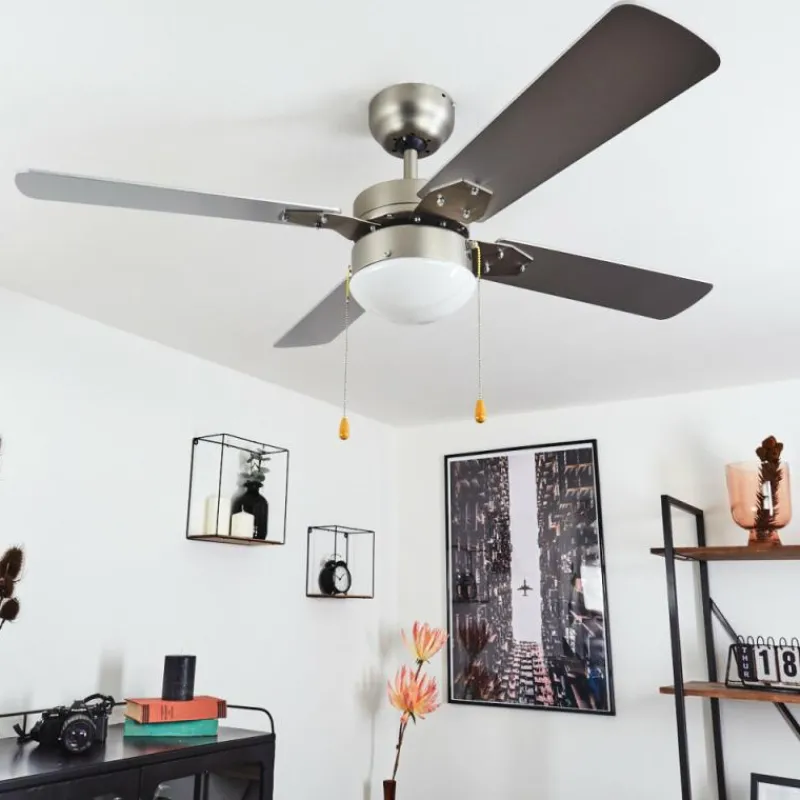 hofstein Ventilateur de plafond Hamnvik Nickel mat, 1 lumière