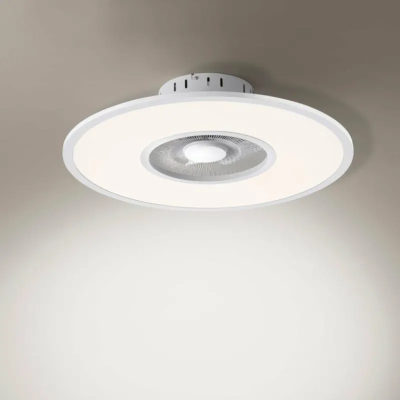 Luminaires Leuchten Direkt Ventilateur de plafond Leuchten Direkt FLAT-AIR LED Argenté, 1 lumière, Télécommandes