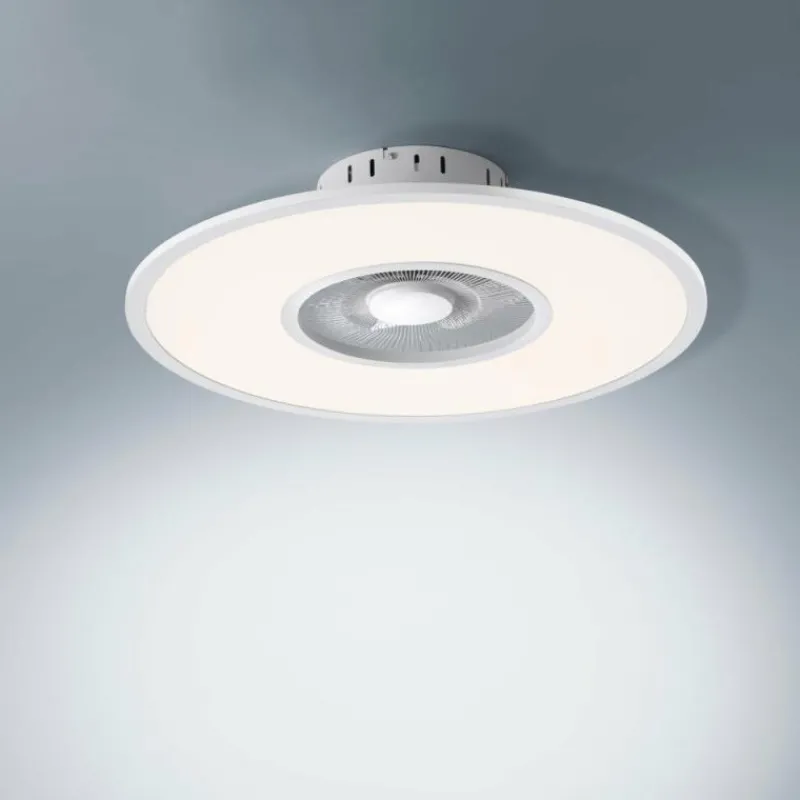 Luminaires Leuchten Direkt Ventilateur de plafond Leuchten Direkt FLAT-AIR LED Argenté, 1 lumière, Télécommandes