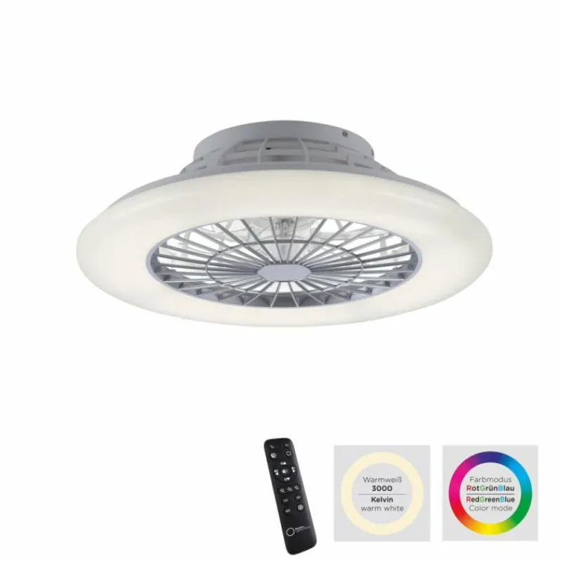 Luminaires Leuchten Direkt Ventilateur de plafond Leuchten-Direkt PATRICK LED Argenté, 1 lumière, Télécommandes, Changeur de couleurs