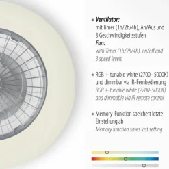 Luminaires Leuchten Direkt Ventilateur de plafond Leuchten-Direkt PATRICK LED Argenté, 1 lumière, Télécommandes, Changeur de couleurs