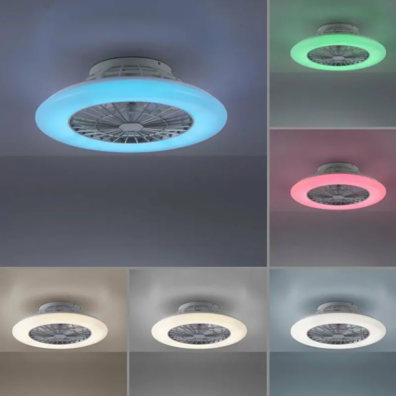 Luminaires Leuchten Direkt Ventilateur de plafond Leuchten-Direkt PATRICK LED Argenté, 1 lumière, Télécommandes, Changeur de couleurs