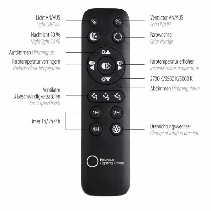 Luminaires Leuchten Direkt Ventilateur de plafond Leuchten-Direkt PATRICK LED Argenté, 1 lumière, Télécommandes, Changeur de couleurs