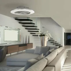 Luminaires Mantra Ventilateur de plafond Mantra ALISIO LED Chrome, Gris, 1 lumière, Télécommandes