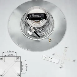 hofstein Ventilateur de plafond Marmorta LED Blanc, 1 lumière, Télécommandes