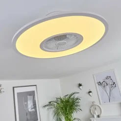 hofstein Ventilateur de plafond Marmorta LED Blanc, 1 lumière, Télécommandes