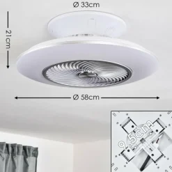 hofstein Ventilateur de plafond Nagoya LED Blanc, 1 lumière, Télécommandes