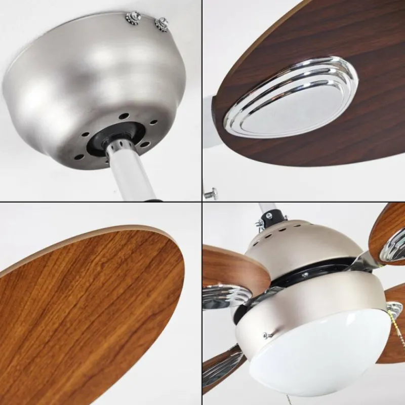 hofstein Ventilateur de plafond Nicosia Bois foncé, Nickel mat, 1 lumière