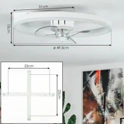 hofstein Ventilateur de plafond Oleiro LED Gris, Blanc, 1 lumière, Télécommandes