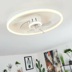 hofstein Ventilateur de plafond Oleiro LED Gris, Blanc, 1 lumière, Télécommandes