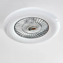 hofstein Ventilateur de plafond Petrovac LED Chrome, Blanc, 1 lumière, Télécommandes