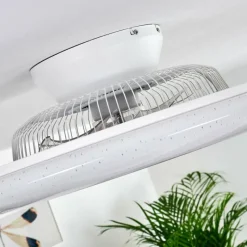 hofstein Ventilateur de plafond Petrovac LED Chrome, Blanc, 1 lumière, Télécommandes
