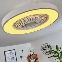 hofstein Ventilateur de plafond Penon LED Blanc, 1 lumière, Télécommandes