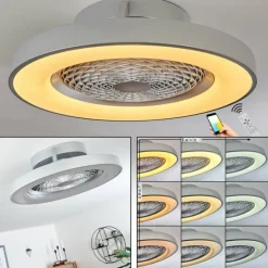 hofstein Ventilateur de plafond Penon LED Argenté, 1 lumière, Télécommandes