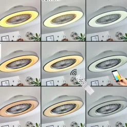 hofstein Ventilateur de plafond Penon LED Argenté, 1 lumière, Télécommandes