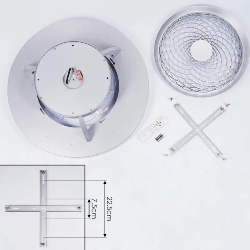 hofstein Ventilateur de plafond Penon LED Argenté, 1 lumière, Télécommandes