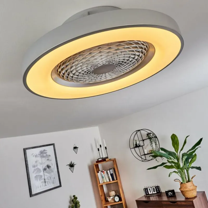 hofstein Ventilateur de plafond Penon LED Argenté, 1 lumière, Télécommandes