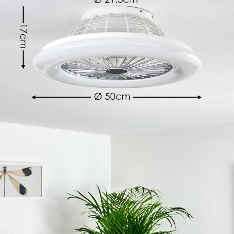 hofstein Ventilateur de plafond Piraeus LED Titane, Blanc, 1 lumière, Télécommandes