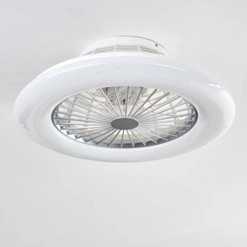 hofstein Ventilateur de plafond Piraeus LED Titane, Blanc, 1 lumière, Télécommandes