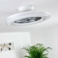 hofstein Ventilateur de plafond Piacenza LED Chrome, Blanc, 1 lumière, Télécommandes