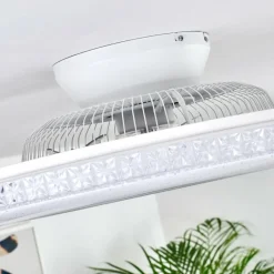 hofstein Ventilateur de plafond Piacenza LED Chrome, Blanc, 1 lumière, Télécommandes