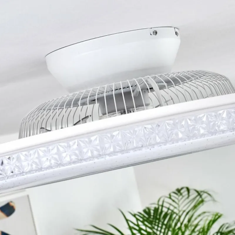 hofstein Ventilateur de plafond Piacenza LED Chrome, Blanc, 1 lumière, Télécommandes