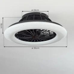 hofstein Ventilateur de plafond Piraeus LED Noir, 1 lumière, Télécommandes