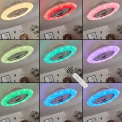 hofstein Ventilateur de plafond Piraeus LED Blanc, 1 lumière, Télécommandes, Changeur de couleurs
