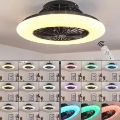 hofstein Ventilateur de plafond Pireaus LED Noir, 1 lumière, Télécommandes, Changeur de couleurs