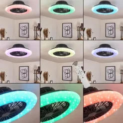 hofstein Ventilateur de plafond Pireaus LED Noir, 1 lumière, Télécommandes, Changeur de couleurs