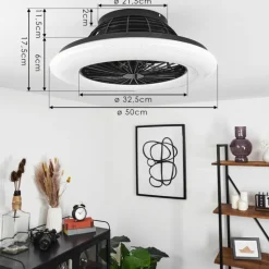 hofstein Ventilateur de plafond Pireaus LED Noir, 1 lumière, Télécommandes, Changeur de couleurs