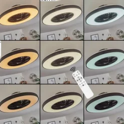 hofstein Ventilateur de plafond Qualiano LED Noir, Blanc, 1 lumière, Télécommandes