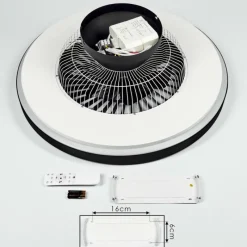hofstein Ventilateur de plafond Qualiano LED Noir, Blanc, 1 lumière, Télécommandes