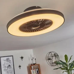 hofstein Ventilateur de plafond Qualiano LED Noir, Blanc, 1 lumière, Télécommandes