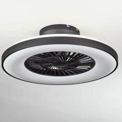 hofstein Ventilateur de plafond Qualiano LED Noir, Blanc, 1 lumière, Télécommandes