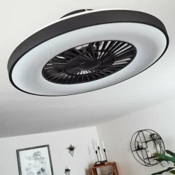 hofstein Ventilateur de plafond Qualiano LED Noir, Blanc, 1 lumière, Télécommandes