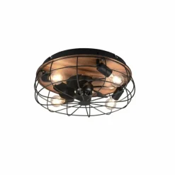 Luminaires Reality Ventilateur de plafond Reality Trondheim Couleur bois, Noir, 4 lumières, Télécommandes