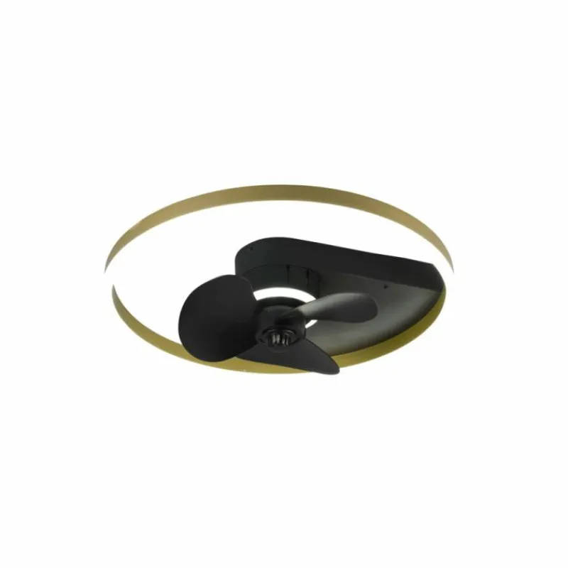 Luminaires Reality Ventilateur de plafond Reality Borgholm LED Or, Noir, 1 lumière, Télécommandes