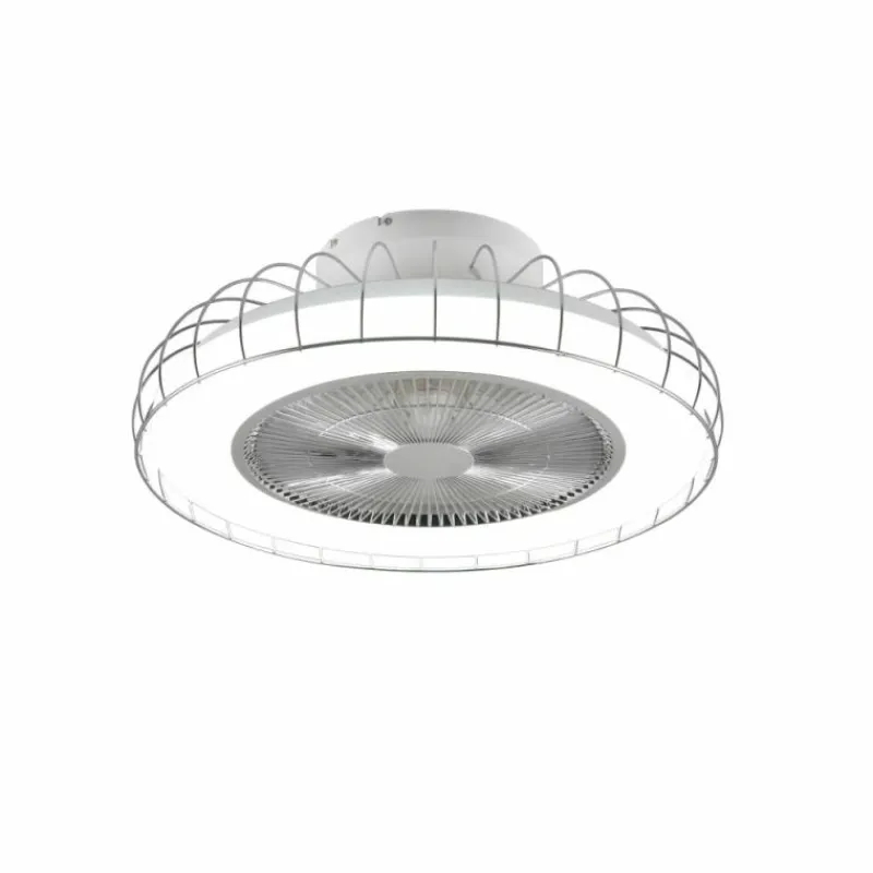 Luminaires Reality Ventilateur de plafond Reality Sandfjord LED Chrome, 1 lumière, Télécommandes
