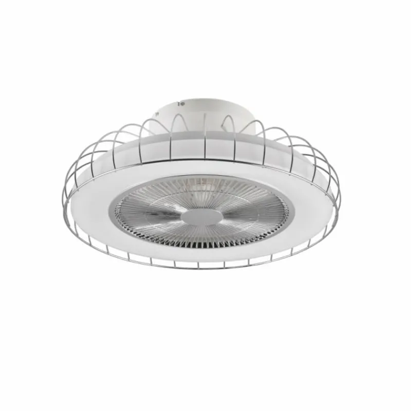 Luminaires Reality Ventilateur de plafond Reality Sandfjord LED Chrome, 1 lumière, Télécommandes